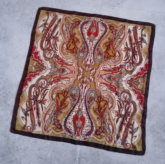 Vintage Liberty of London Paisley Silk Scarf Blue & Multicolor 23” x 23” - Picture 4 of 9